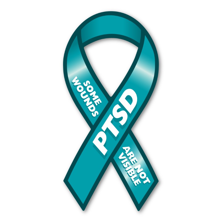 Ptsd Awareness Some Wounds Are Not Visible Teal Curvy Ribbon Magnet