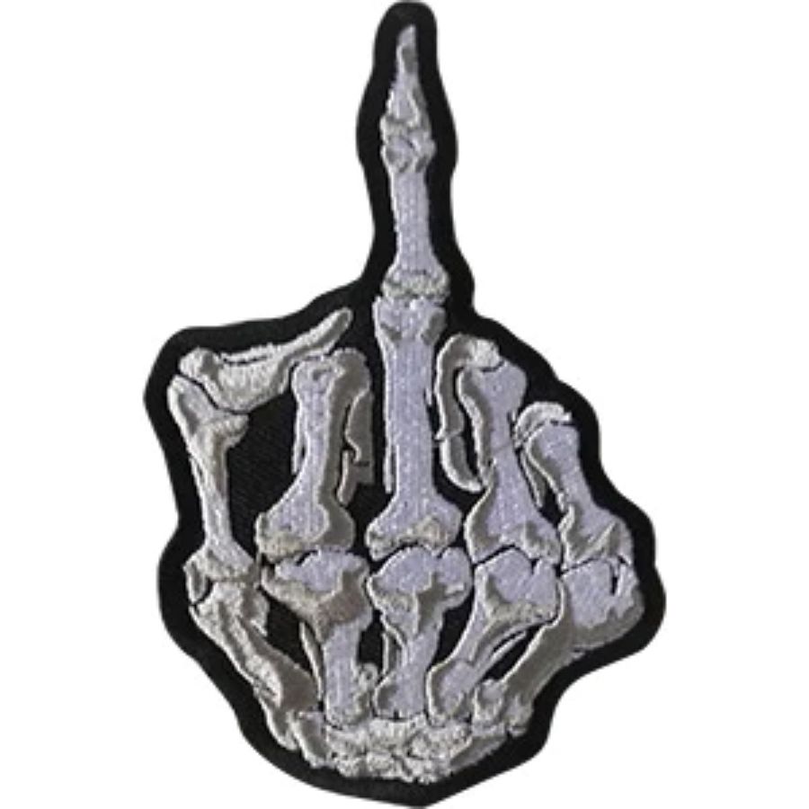 Skeletons Fuck You Middle Finger Embroidered Iron On Patch At Sticker