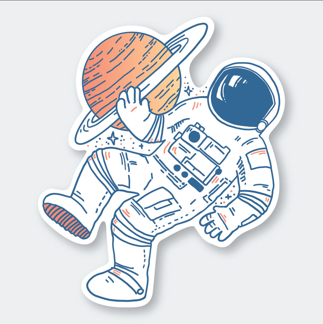 Astronaut Planet Vinyl Sticker At Sticker Shoppe