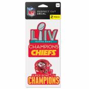 Kansas City Chiefs Super Bowl LIV Champions 2020 - Set of Two 4x4 Die Cut Decals