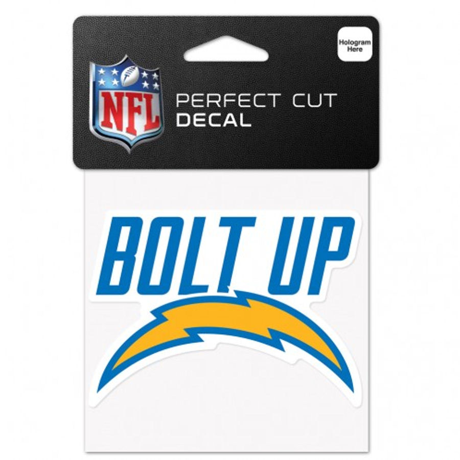 Los Angeles Chargers 2020 Logo Bolt Up Slogan - 4x4 Die Cut Decal at ...