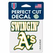 Oakland Athletics Swingin' A's Slogan - 4x4 Die Cut Decal