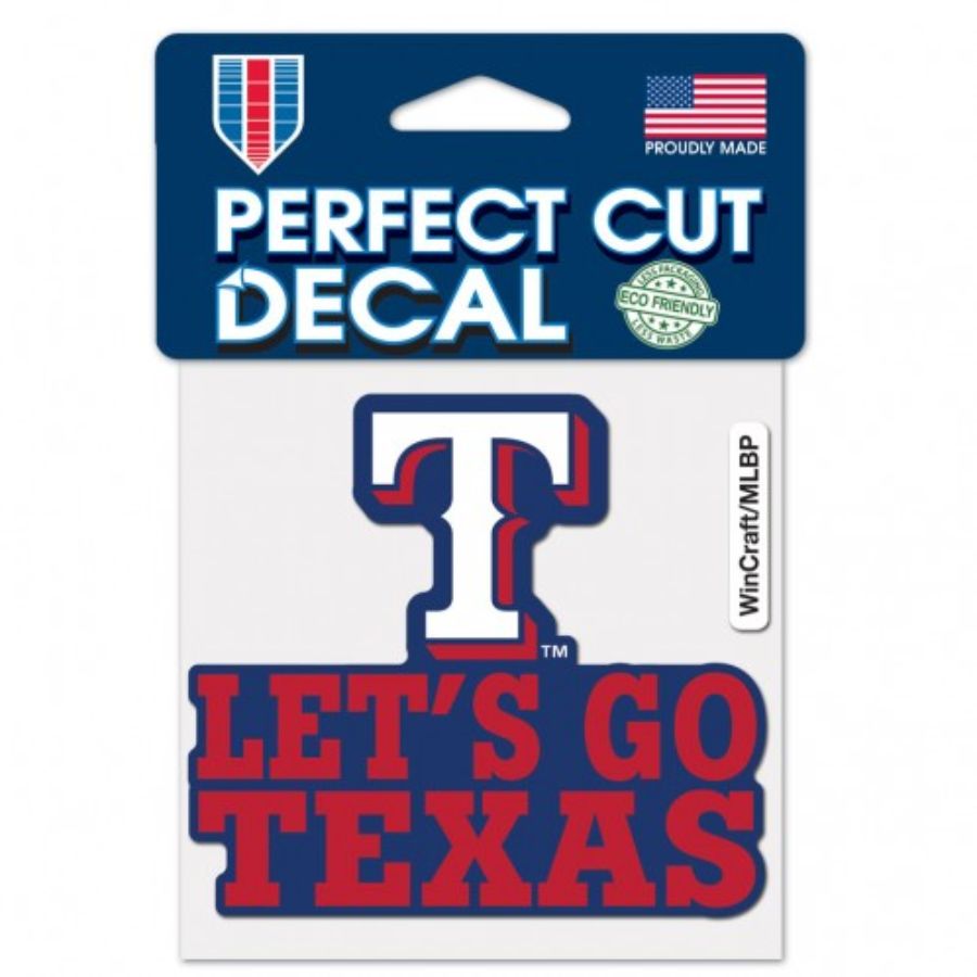 Texas Rangers Lets Go Texas Slogan 4x4 Die Cut Decal at Sticker Shoppe