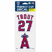 Mike Trout #27 Los Angeles Angels Of Anaheim - Set of Two 4x4 Die Cut Decals