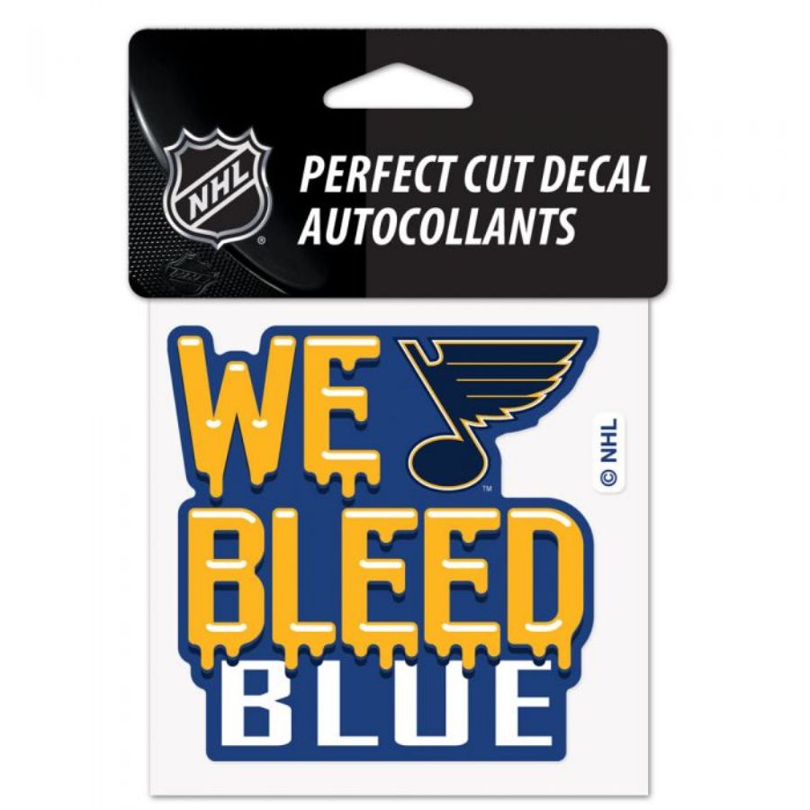 St. Louis Blues We Bleed Blue Slogan - 4x4 Die Cut Decal at Sticker Shoppe