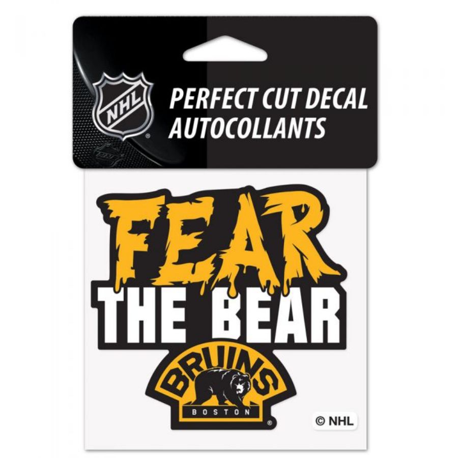 Boston Bruins Fear The Bear Slogan - 4x4 Die Cut Decal at Sticker Shoppe