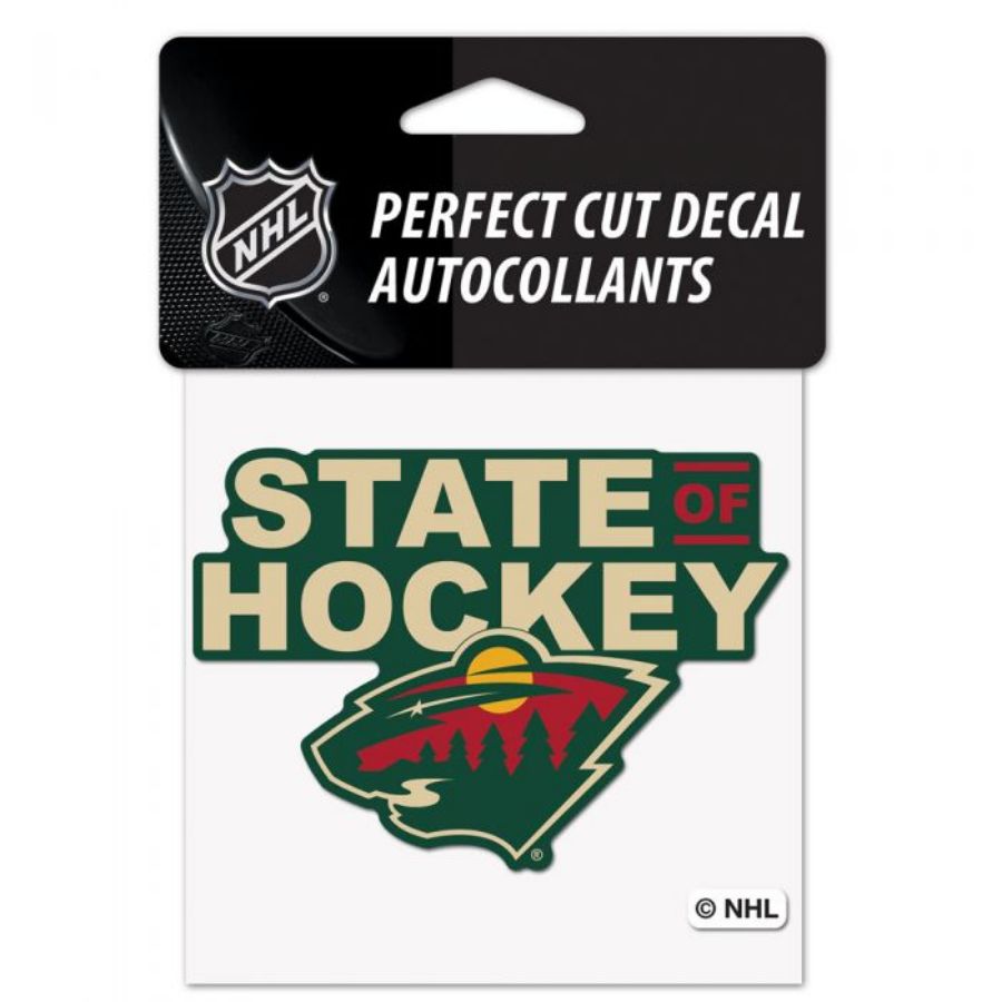 Minnesota Wild State Of Hockey Slogan - 4x4 Die Cut Decal at Sticker Shoppe