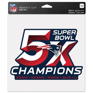 New England Patriots 5 Time Super Bowl Champions - 8x8 Full Color Die Cut  Decal at Sticker Shoppe