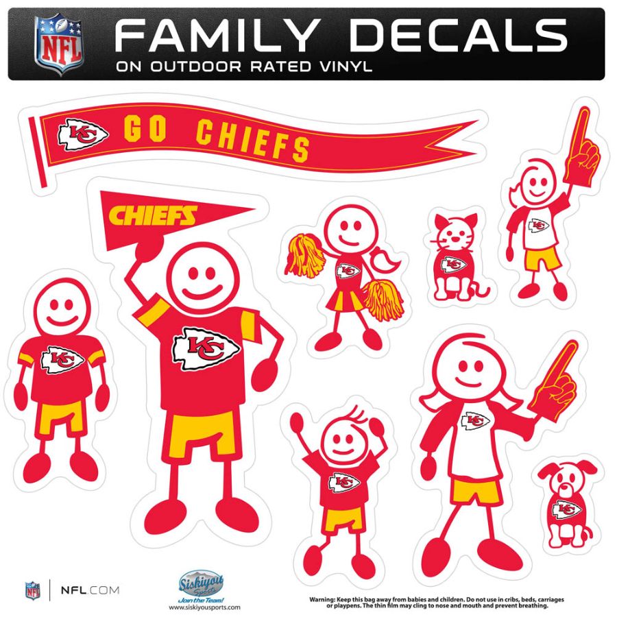 Kansas City Chiefs Set Of 9 Family Sticker Sheet at Sticker Shoppe