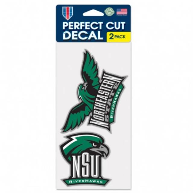 Northeastern State University Riverhawks Set Of Two 4x4 Die Cut Decals At Sticker Shoppe