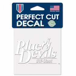 University Of Wisconsin-Stout Blue Devils Script - 4x4 White Die Cut Decal