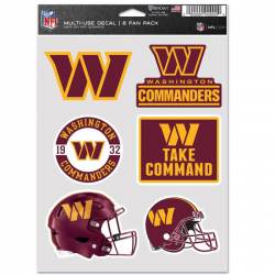 Washington Commanders - Sheet Of 6 Vinyl Stickers