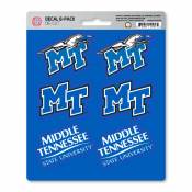 Middle Tennessee State University Blue Raiders - Set Of 6 Sticker Sheet