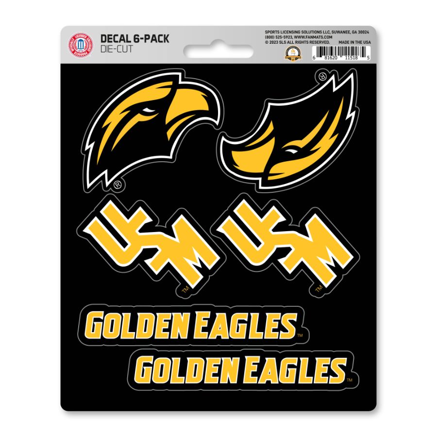 University Of Southern Mississippi Golden Eagles - Set Of 6 Sticker ...