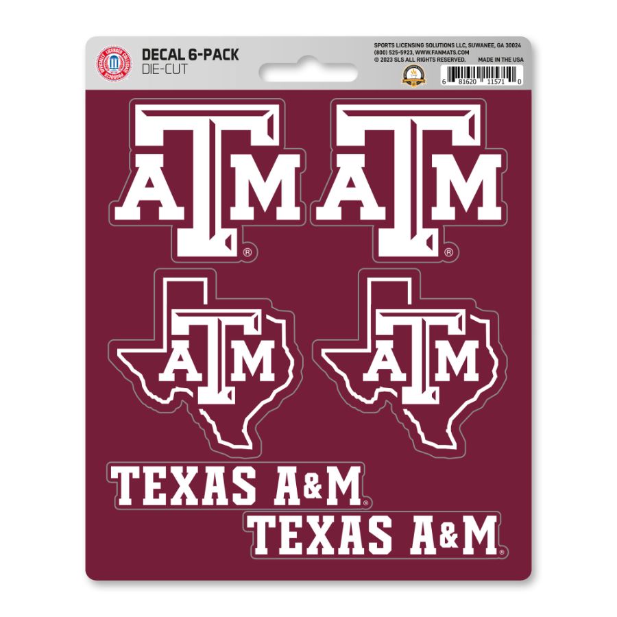 Texas A&M University Aggies - Set Of 6 Sticker Sheet at Sticker Shoppe