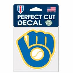 Milwaukee Brewers Retro Glove - 4x4 Die Cut Decal
