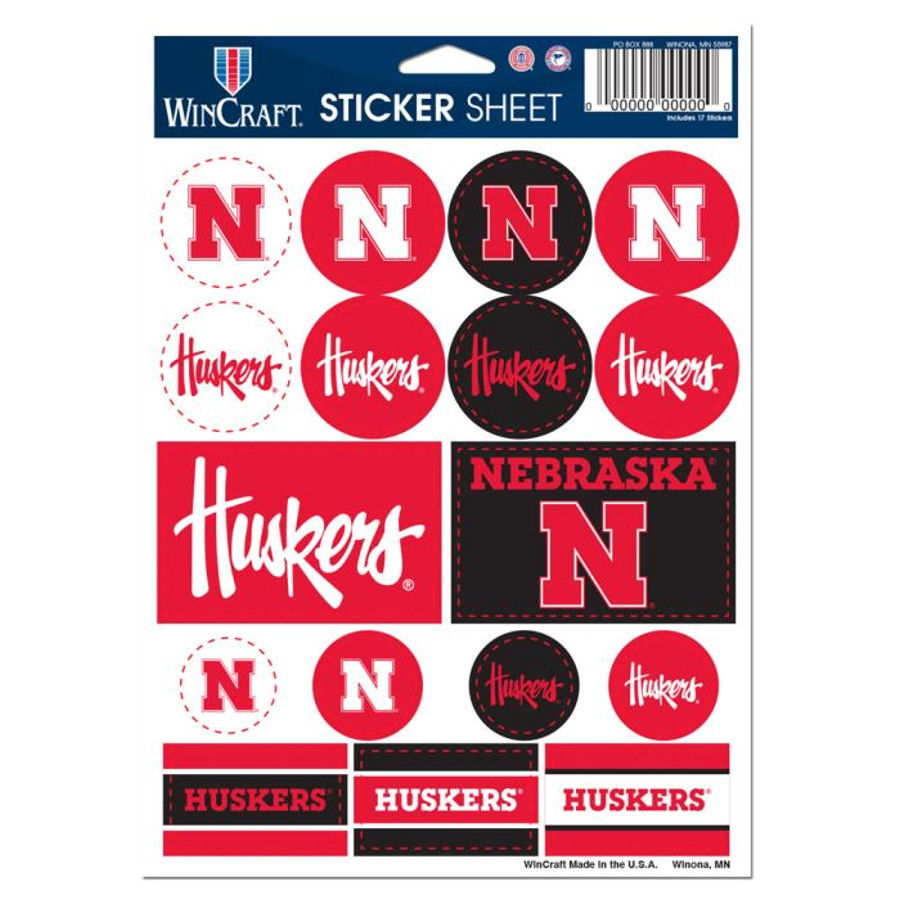 University Of Nebraska Cornhuskers - 5x7 Sticker Sheet at Sticker Shoppe