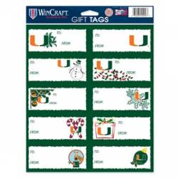 University Of Miami Hurricanes - Sheet of 10 Christmas Gift Tag Labels