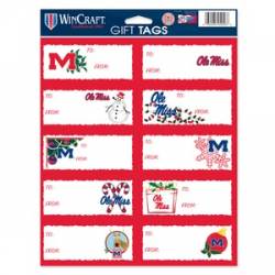 University Of Mississippi Ole Miss Rebels - Sheet of 10 Christmas Gift Tag Labels