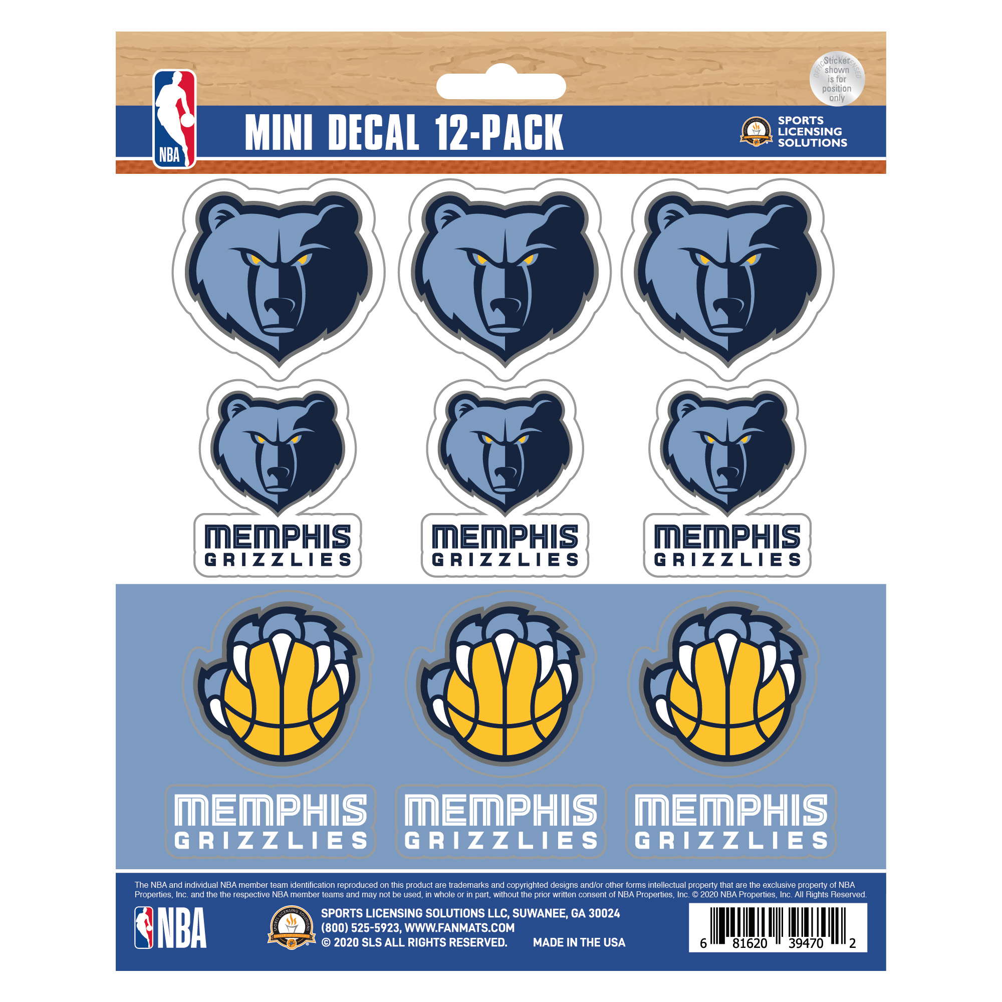 Memphis Grizzlies - Set Of 12 Sticker Sheet At Sticker Shoppe