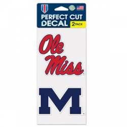 University Of Mississippi Ole Miss Rebels - Set of Two 4x4 Die Cut Decals