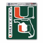 University Of Miami Hurricanes Team Logo - Set Of 3 Sticker Sheet