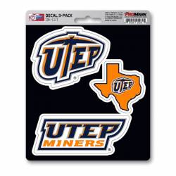 University Of Texas-El Paso UTEP Miners Team Logo - Set Of 3 Sticker Sheet