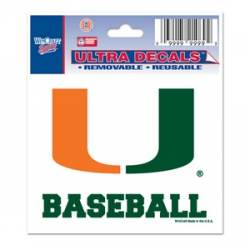 University Of Miami Hurricanes Baseball - 3x4 Ultra Decal