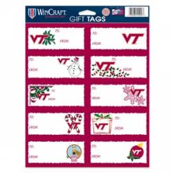 Virginia Tech Hokies - Sheet of 10 Christmas Gift Tag Labels