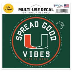 University Of Miami Hurricane Spread Good Vibes - 4.5x5.75 Die Cut Ultra Decal