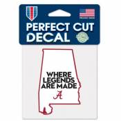 University Of Alabama Crimson Tide Where Legends Are Made - 4x4 Die Cut Decal