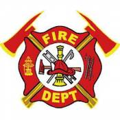 Fire Dept Maltese Cross With Axes - Sticker