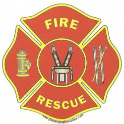 Fire-Rescue Red Maltese Cross - Decal