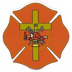 Christian Firefighter Cross - Decal