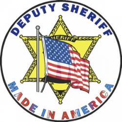 6 Point Star Deputy Sheriff Made In America - Sticker