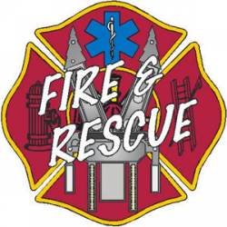 Fire Rescue Maltese Cross Jaws & Star Of Life - Decal