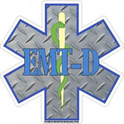 EMT-D Star Of Life Diamond Plate - Decal