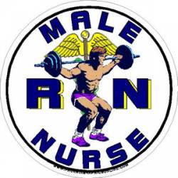 Male Nurse Weightlifting - Decal