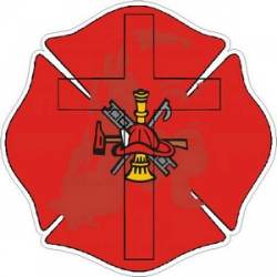 Fire Chaplain Cross Maltese Cross - Vinyl Sticker