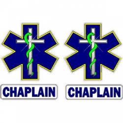 Star Of Life Chaplain - Helmet Decal Pair