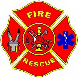 Red Fire Rescue Maltese Cross - Decal