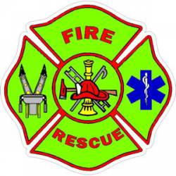 Green Fire Rescue Maltese Cross - Decal