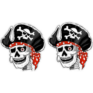 Pirate Skull - Helmet Decal Pair at Sticker Shoppe