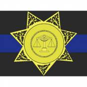 7 Point Gold Star Badge Thin Blue Line Sheriff - Decal