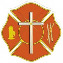 Christian Firefighter Maltese Cross - Decal