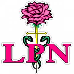 Licensed Practical Nurse With Rose - Sticker