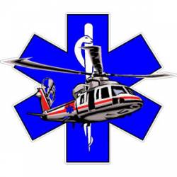 Flight Medic Star Of Life With Helicopter - Sticker