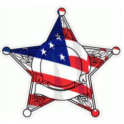 5 Point Star Sheriff American Flag Badge - Decal