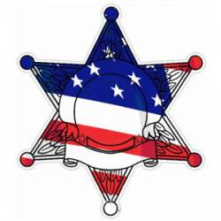 6 Point Star Sheriff American Flag Badge - Decal
