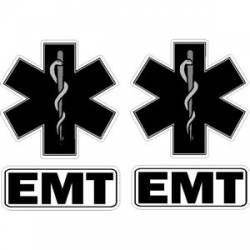 EMT Star Of Life Black - Helmet Decal Pair